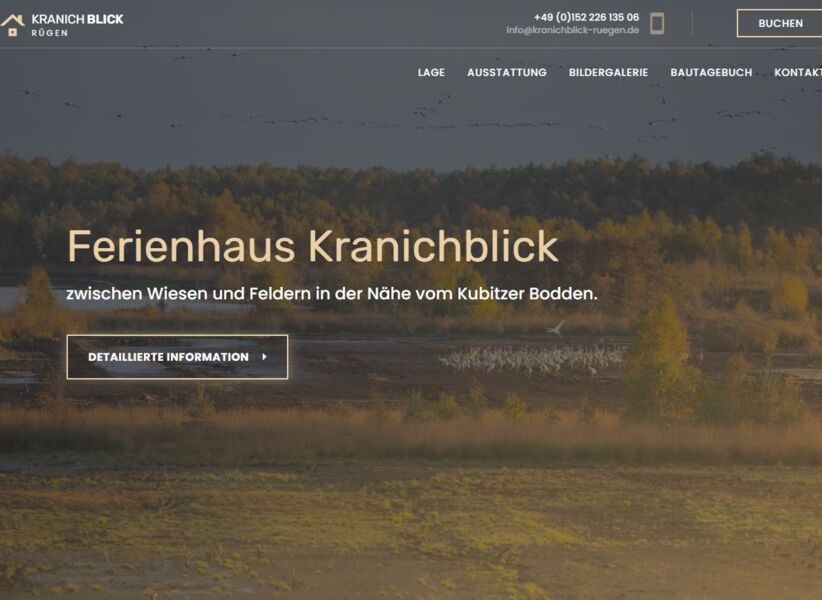 Referenz: Website Ferienhaus Kranichblick