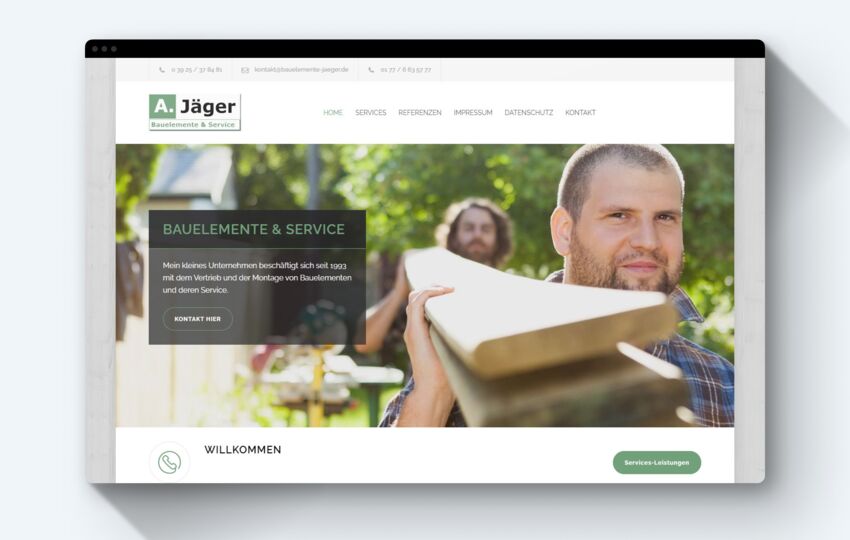 Referenz: Website Bauelemente Jäger